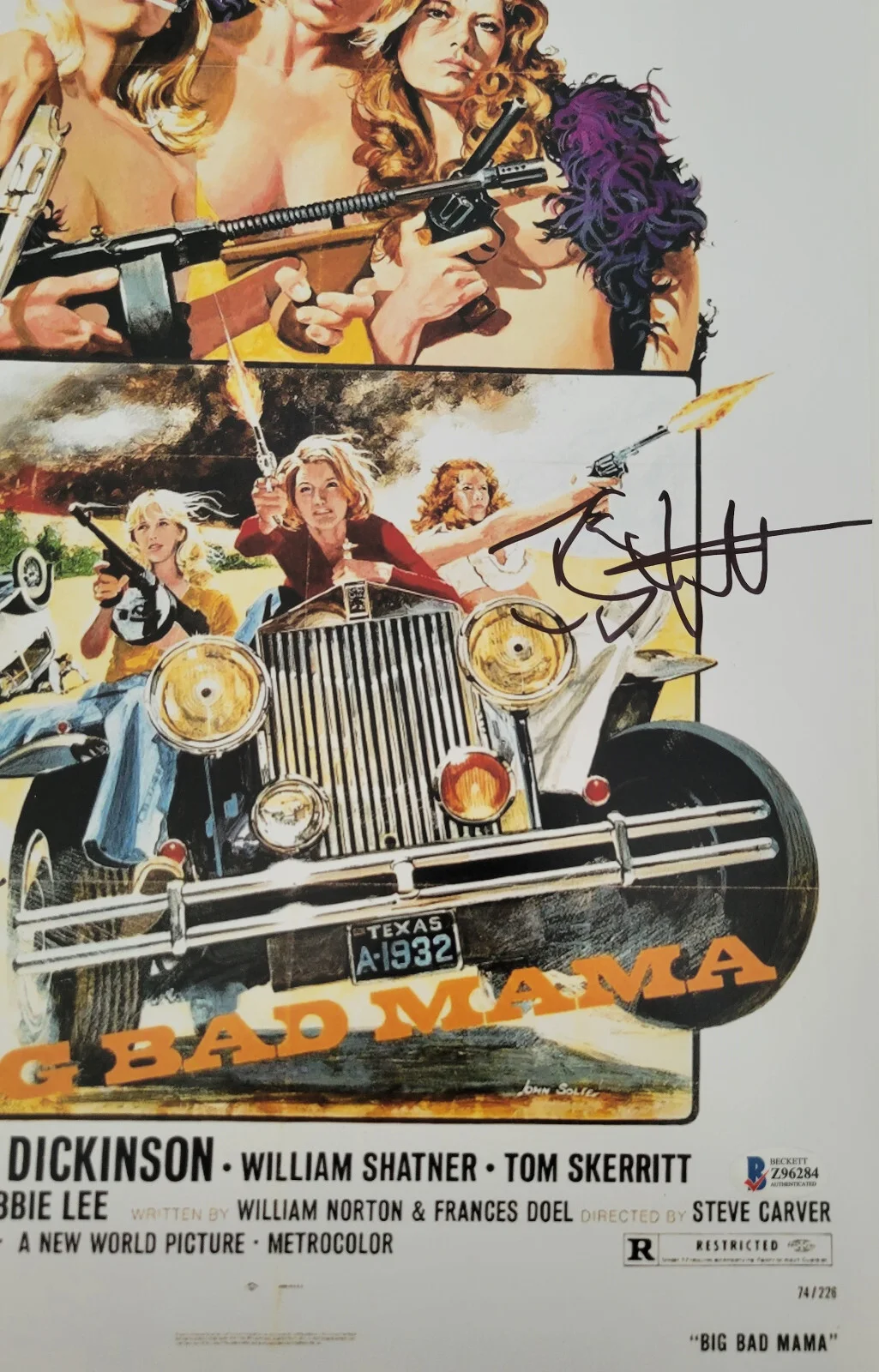 Angie Dickinson Tom Skerritt — Angie Dickinson Tom Skerritt signed 12x18 Big Bad Mama photo COA proof Beckett, изображение 3