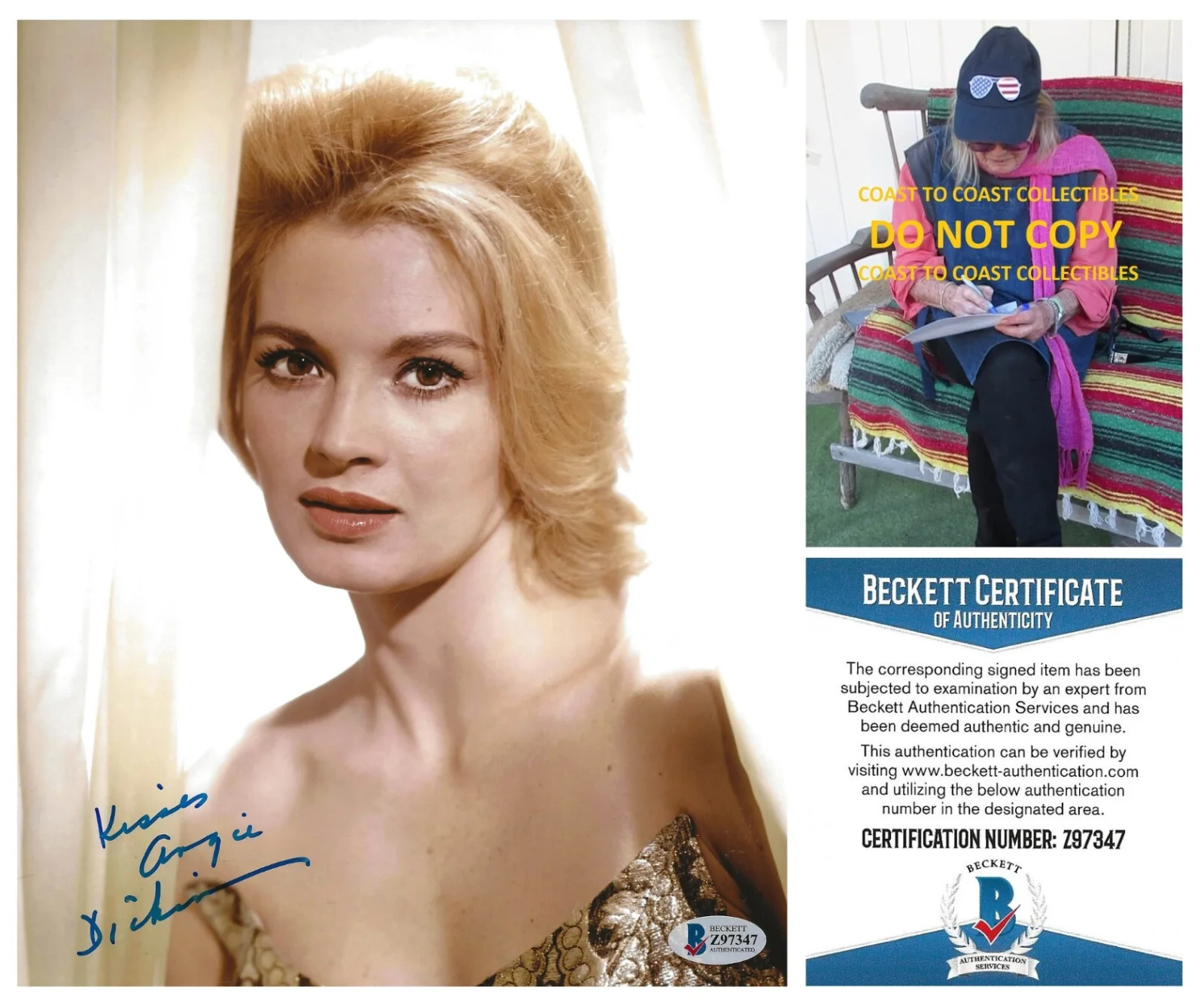 Angie Dickinson — Angie Dickinson actress signed 8x10 photo exact proof Beckett COA autographed.