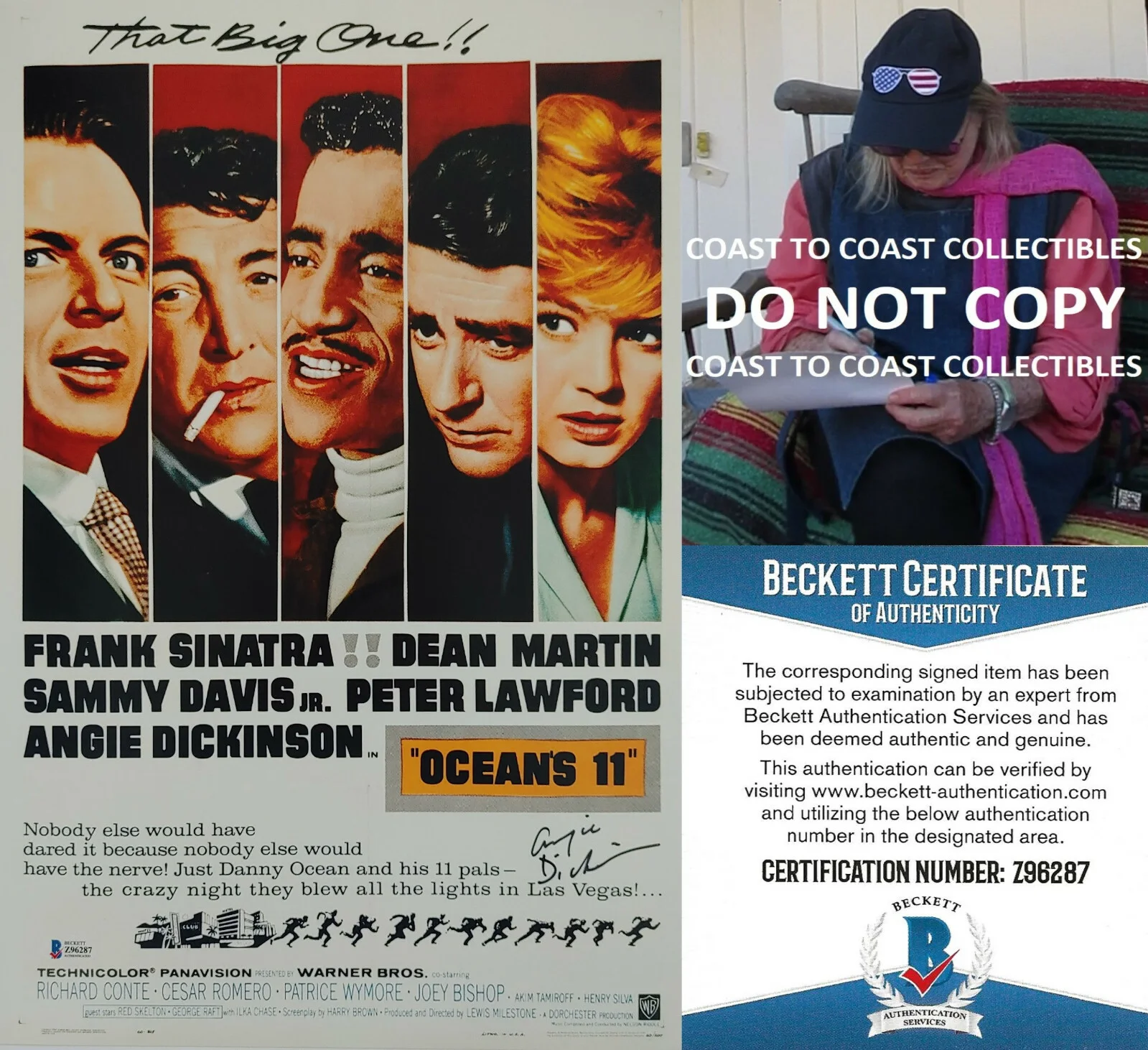 Angie Dickinson — Angie Dickinson signed 12x18 Ocean 11 movie photo poster COA proof Beckett BAS