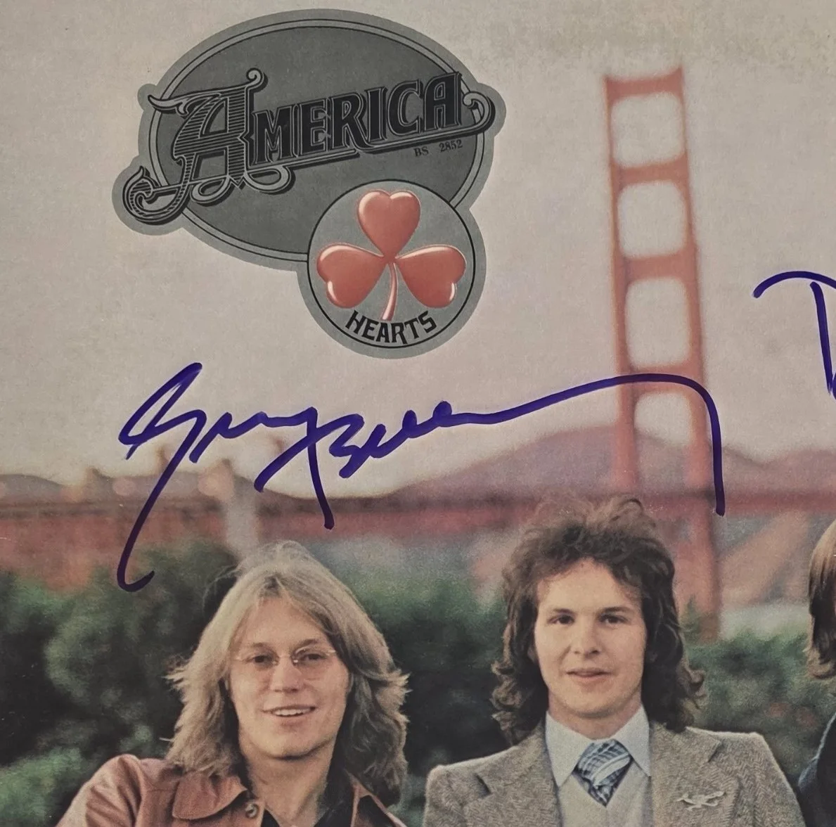 America Band Signed Hearts Album COA Exact Proof Autographed Vinyl Record, image 3