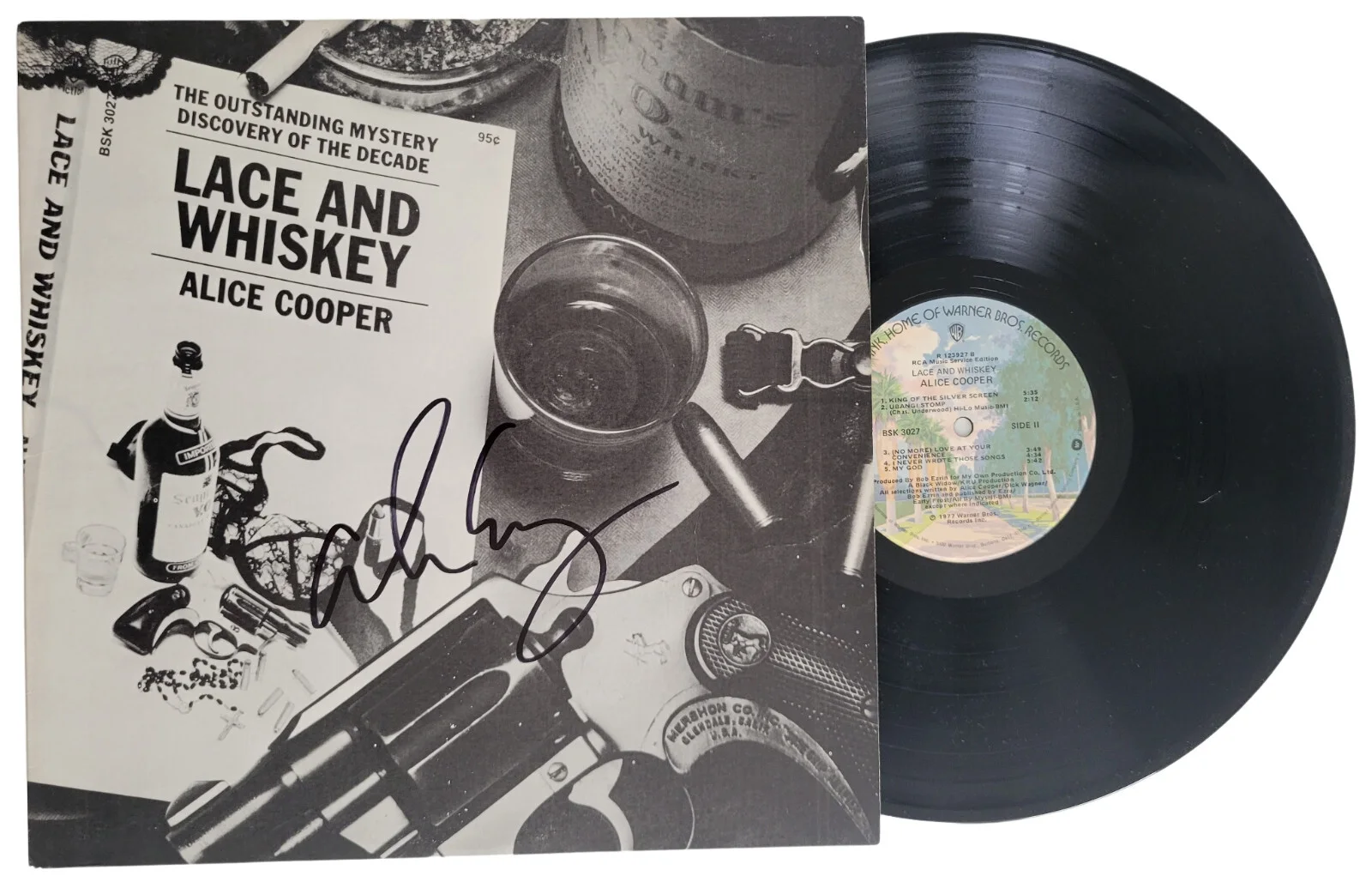 Alice Cooper Signed Lace and Whiskey Album COA Proof Autographed Vinyl Record, изображение 2