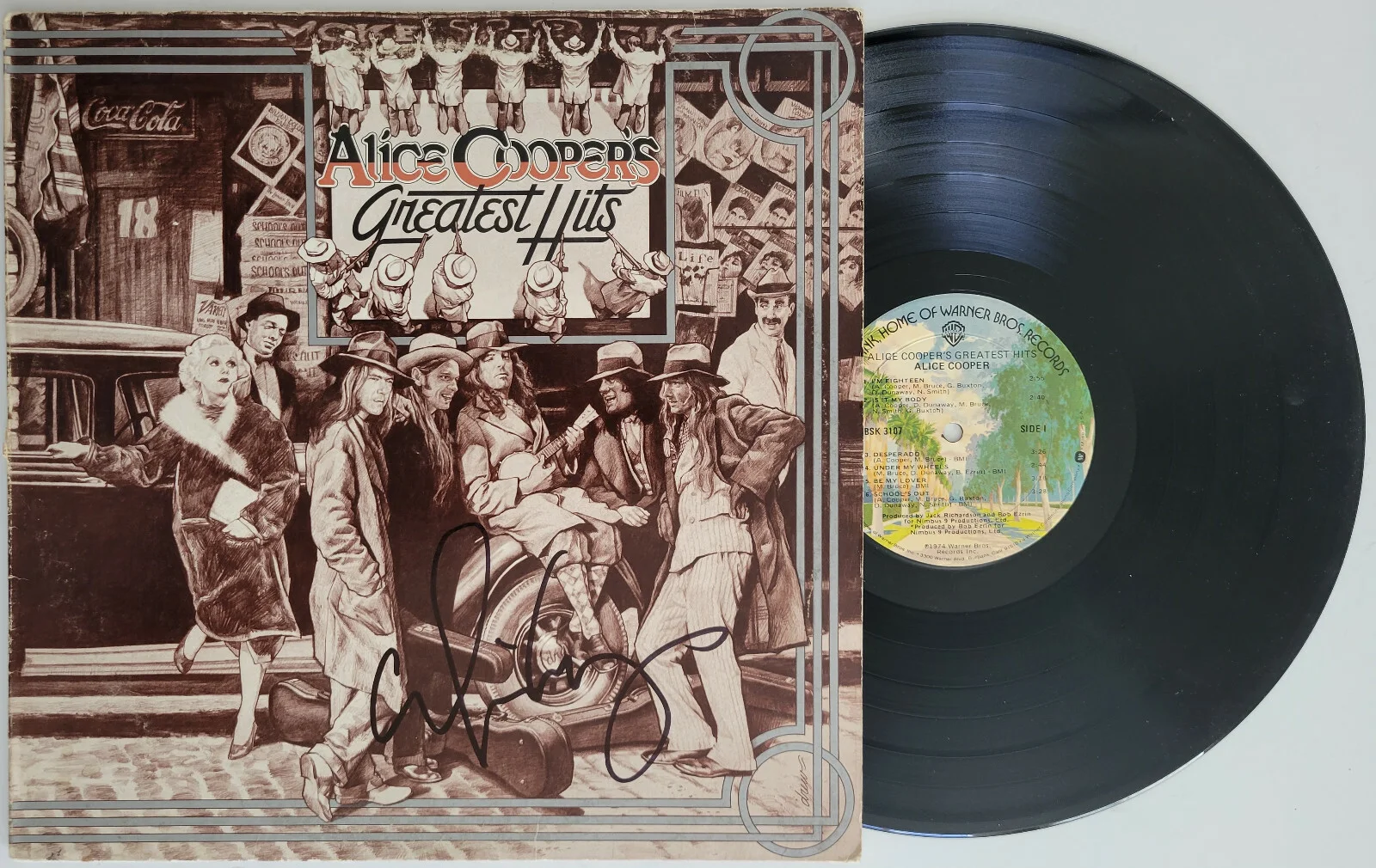 Alice Cooper signed Greatest Hits album COA autographed vinyl record exact proof, изображение 2