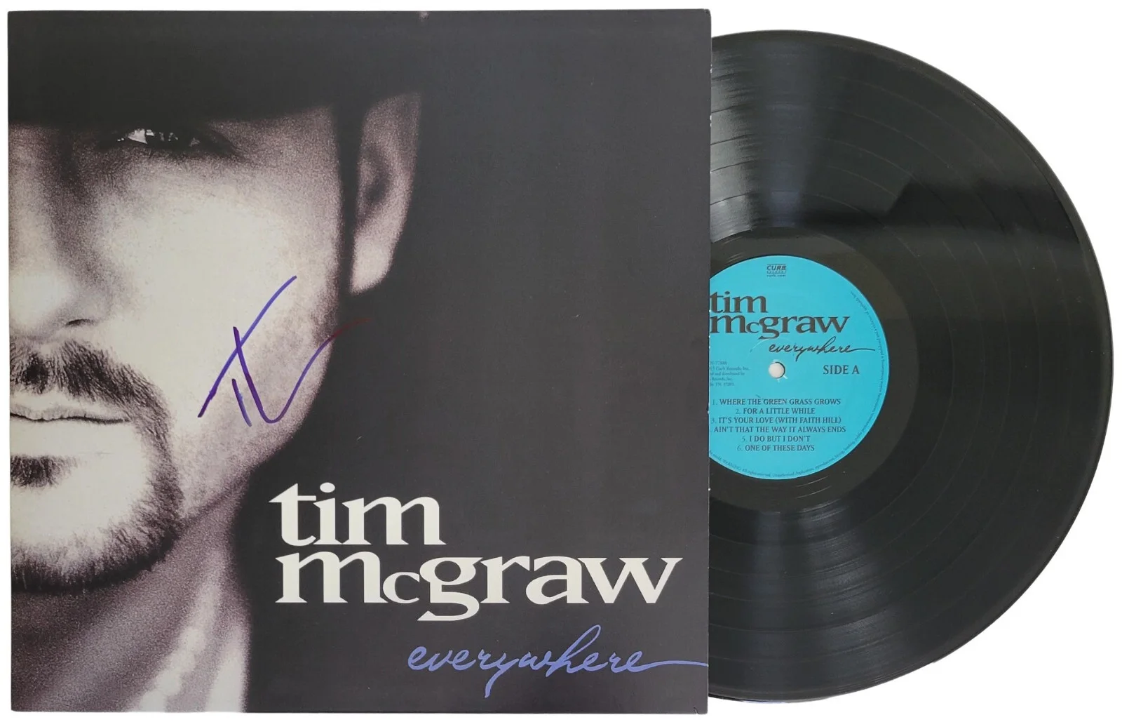 Tim McGraw Signed Everywhere Album Proof COA Autographed Vinyl Record, image 2