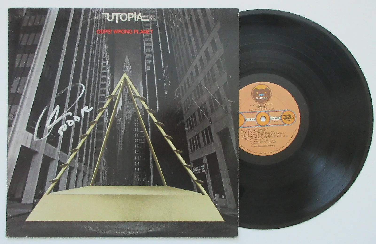Todd Rundgren autographed Utopia Oops Wrong Plant album vinyl COA Proof Beckett, изображение 2