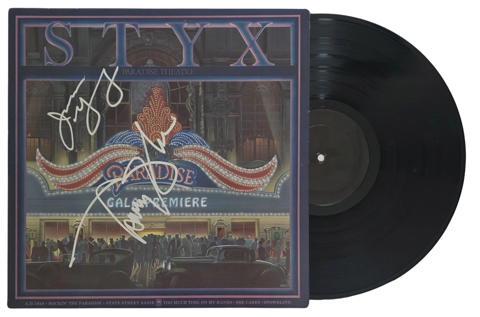 Tommy Shaw & James Young Signed Styx Paradise Theatre Album COA Proof Auto Vinyl, изображение 2