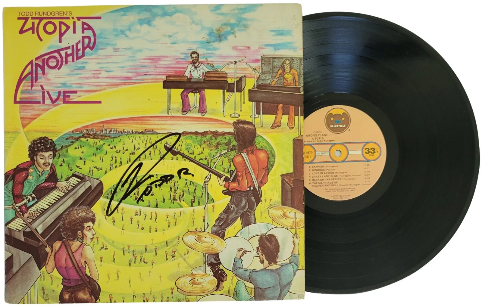 Todd Rundgren Signed Utopia Another Live Album Vinyl Record Proof Autographed, изображение 2