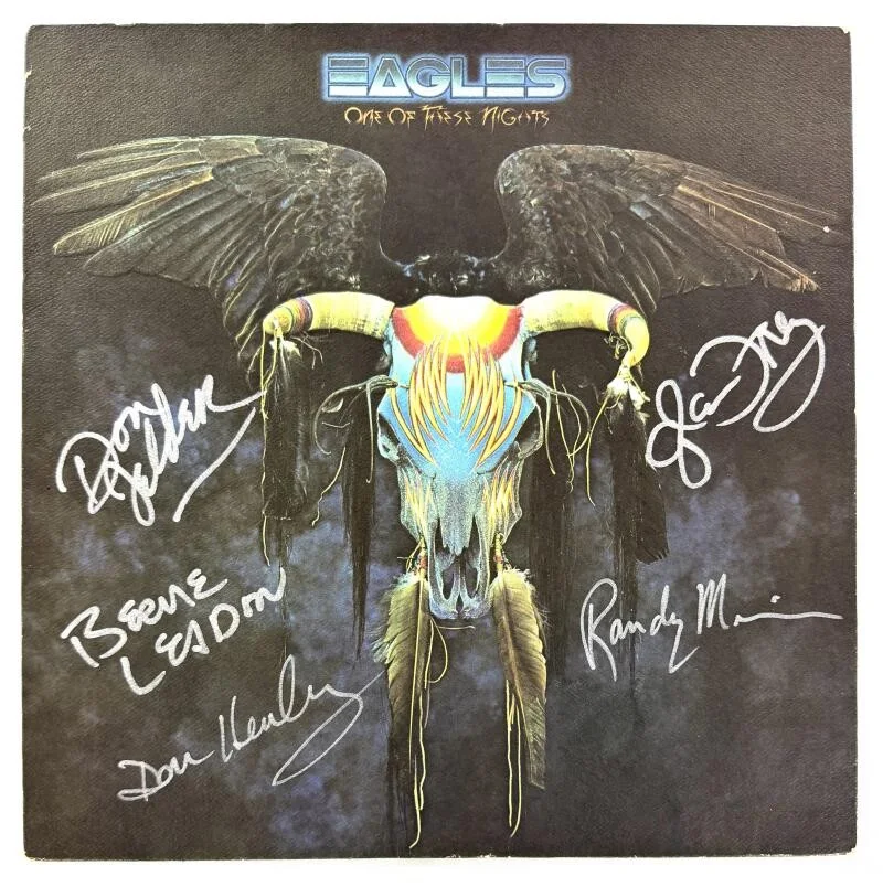 Don Felder, Glenn Frey, Don Henley, Bernie Leadon, Randy Meisner — Eagles Signed Autograph Album Vinyl Record LP - Don Henley Frey Walsh +2 JSA COA