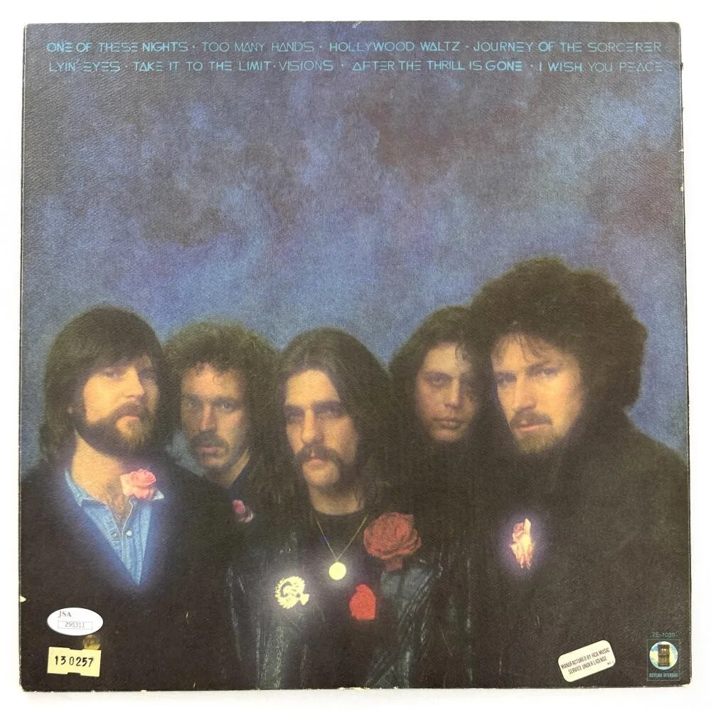 Don Felder, Glenn Frey, Don Henley, Bernie Leadon, Randy Meisner — Eagles Signed Autograph Album Vinyl Record LP - Don Henley Frey Walsh +2 JSA COA, image 2