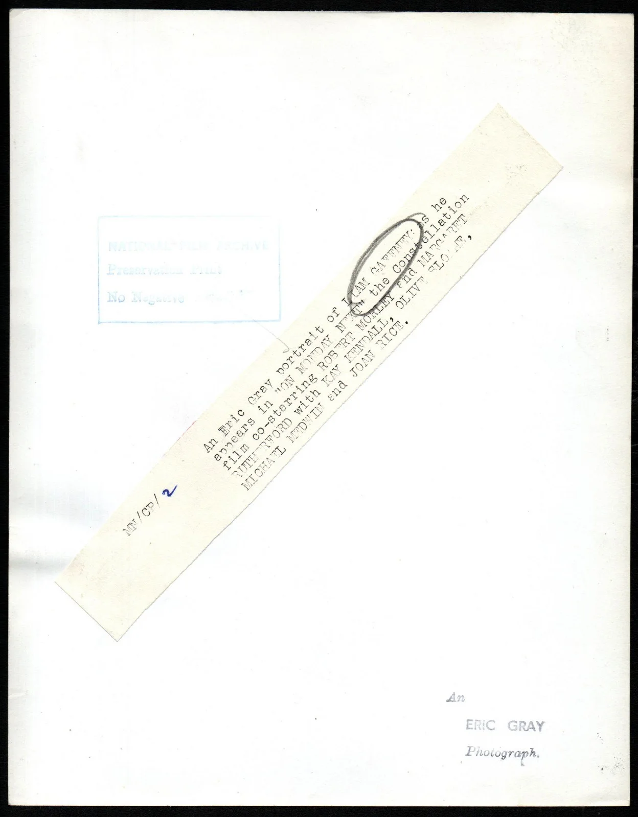 CURTAIN UP 1952 Liam Gaffney ERIC GRAY 10x8 PORTRAIT, image 2