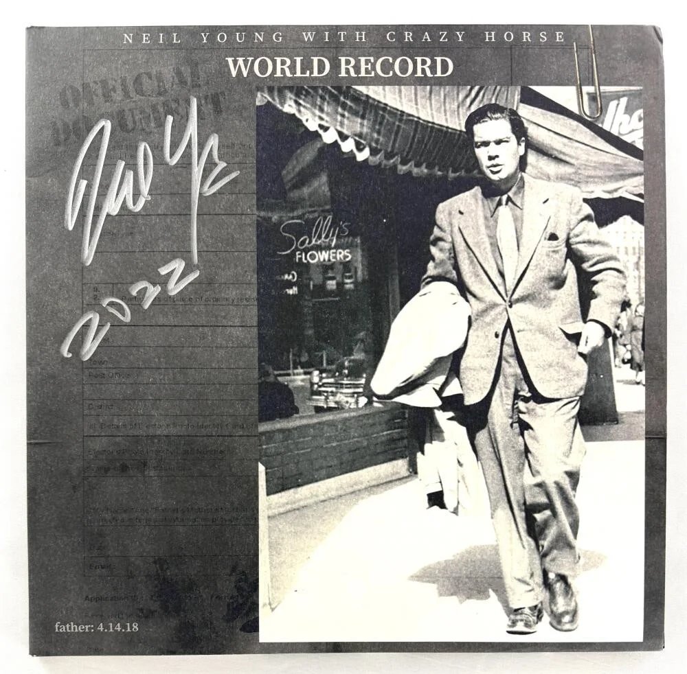 Neil Young — Neil Young Signed Autograph Crazy Horse World Record Album Vinyl Record JSA COA