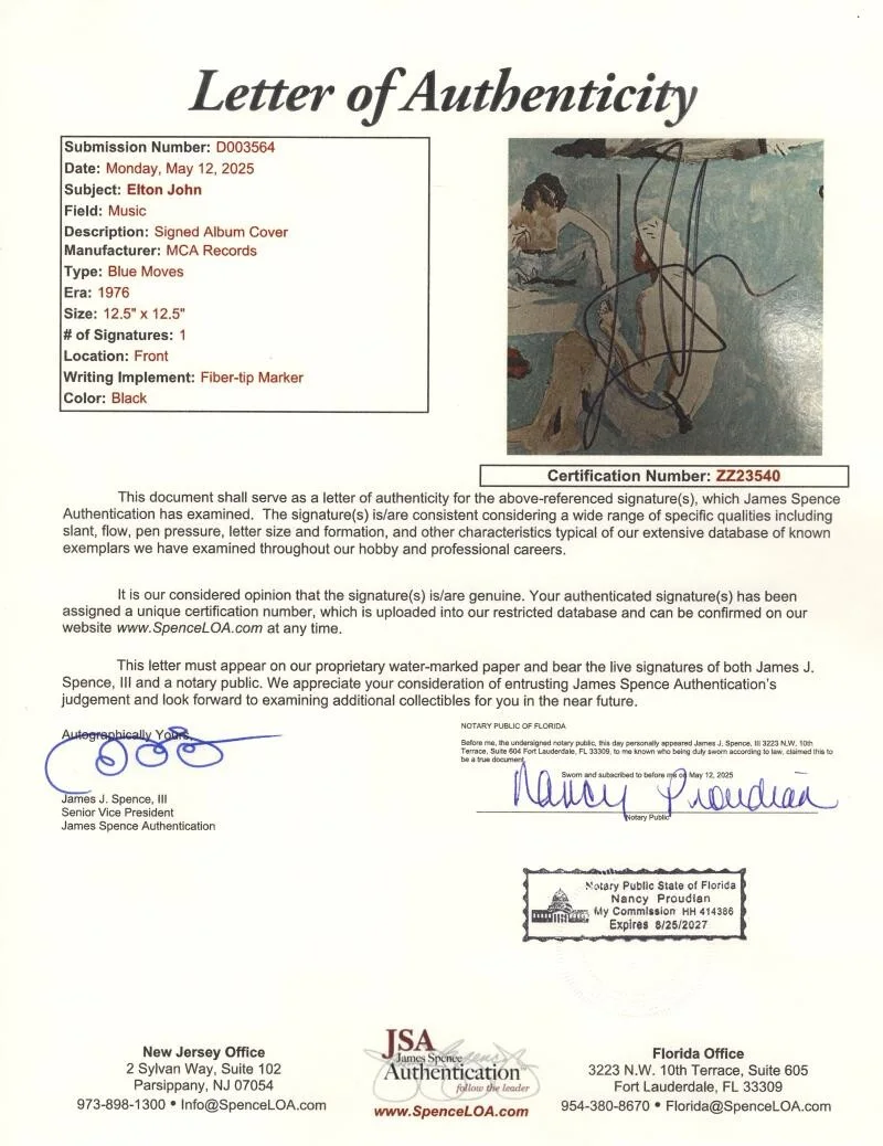 Elton John — Elton John Signed Autograph Blue Moves Album Vinyl Record LP w/ JSA COA, image 5