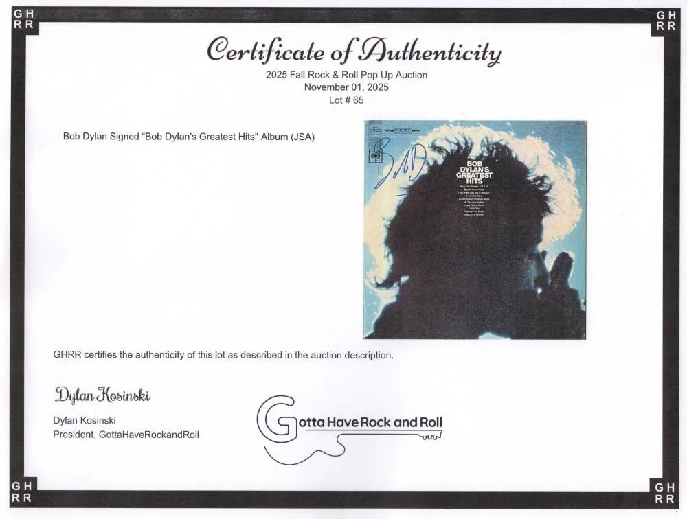 Bob Dylan — Bob Dylan Signed Autograph Greatest Hits Album Vinyl Record LP - RARE! JSA COA, изображение 4