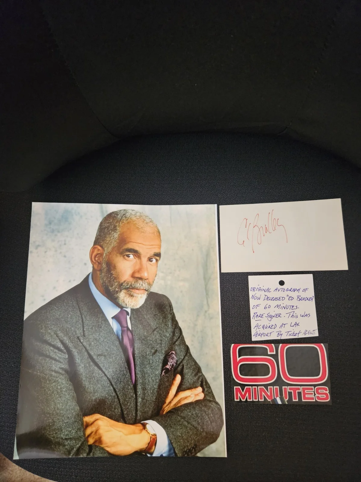 Ed Bradley — Scarce Autograph Of Ed Bradley Of "60 Minutes" & 8 x 10 Photograph