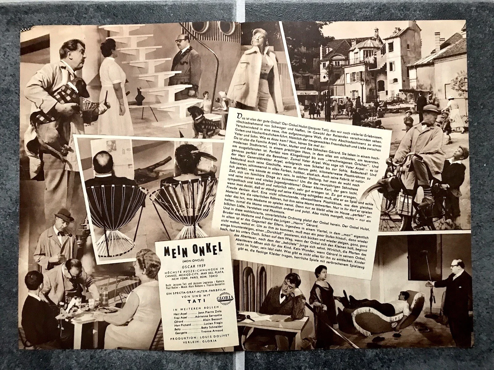 MON ONCLE Original Vintage 1958 Movie Film Program JACQUES TATI JEAN-PIERRE ZOLA, изображение 2