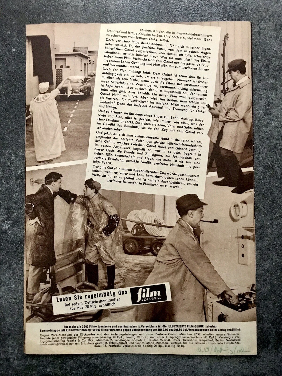 MON ONCLE Original Vintage 1958 Movie Film Program JACQUES TATI JEAN-PIERRE ZOLA, изображение 3