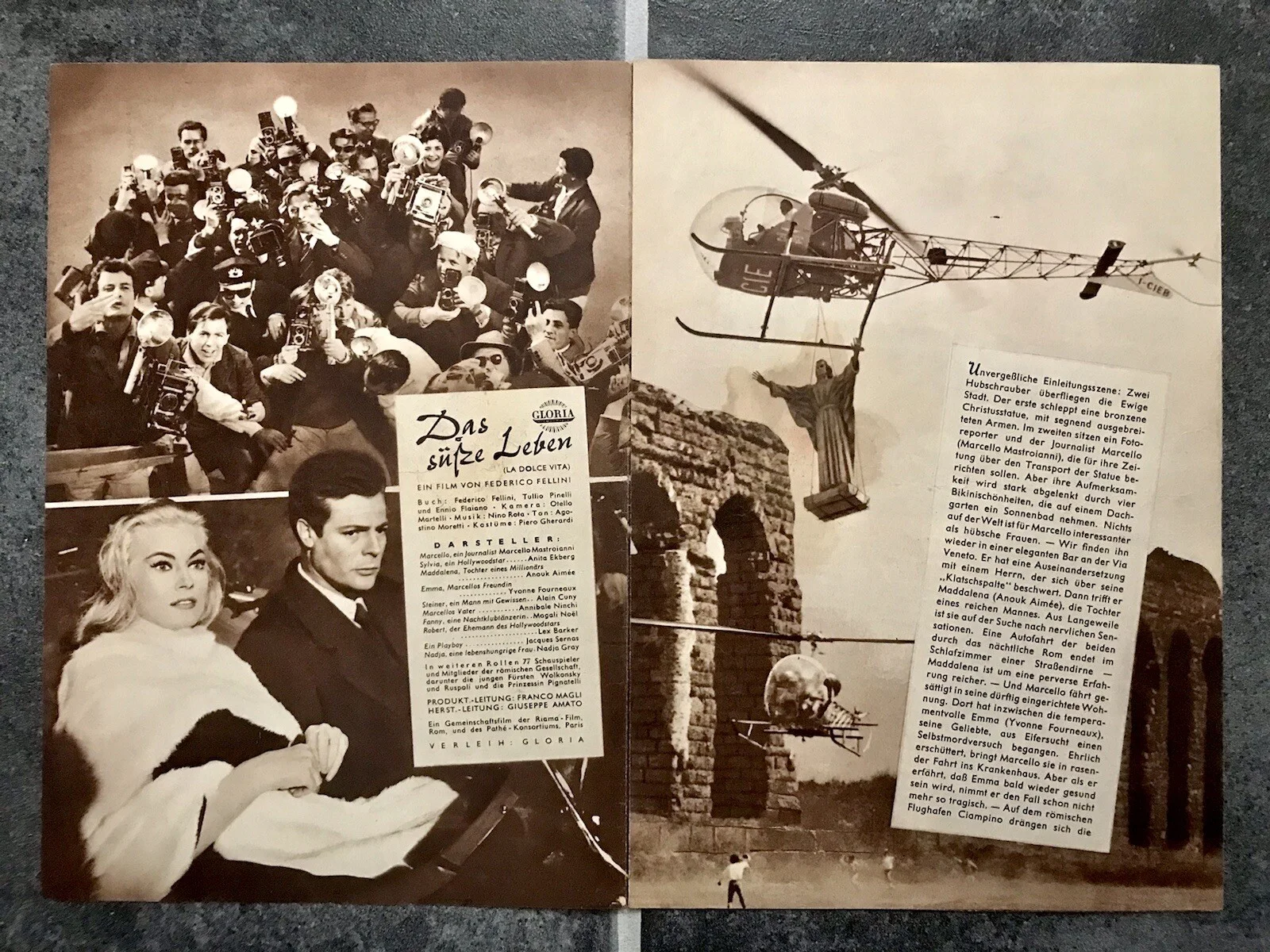 LA DOLCE VITA Original 1960 Movie Film Program MARCELLO MASTROIANNI ANITA EKBERG, изображение 2