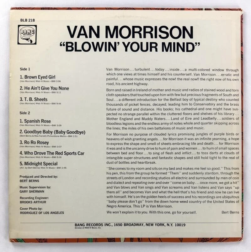 Van Morrison — Van Morrison Signed Autograph Blowin Your Mind! Album Vinyl Record LP w/ JSA COA, изображение 2