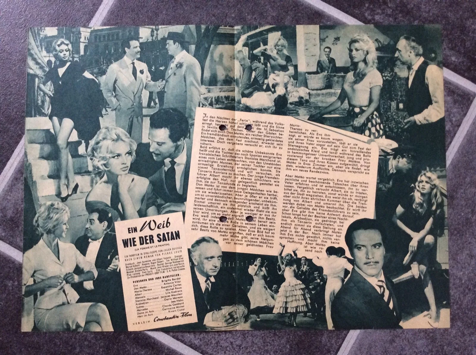 A WOMAN LIKE SATAN Original 1959 Movie Program BRIGITTE BARDOT ANTONIO VILAR, изображение 2
