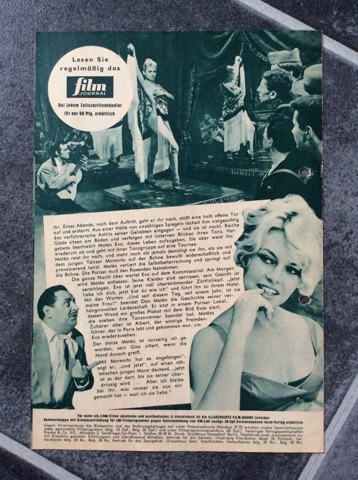 A WOMAN LIKE SATAN Original 1959 Movie Program BRIGITTE BARDOT ANTONIO VILAR, изображение 3