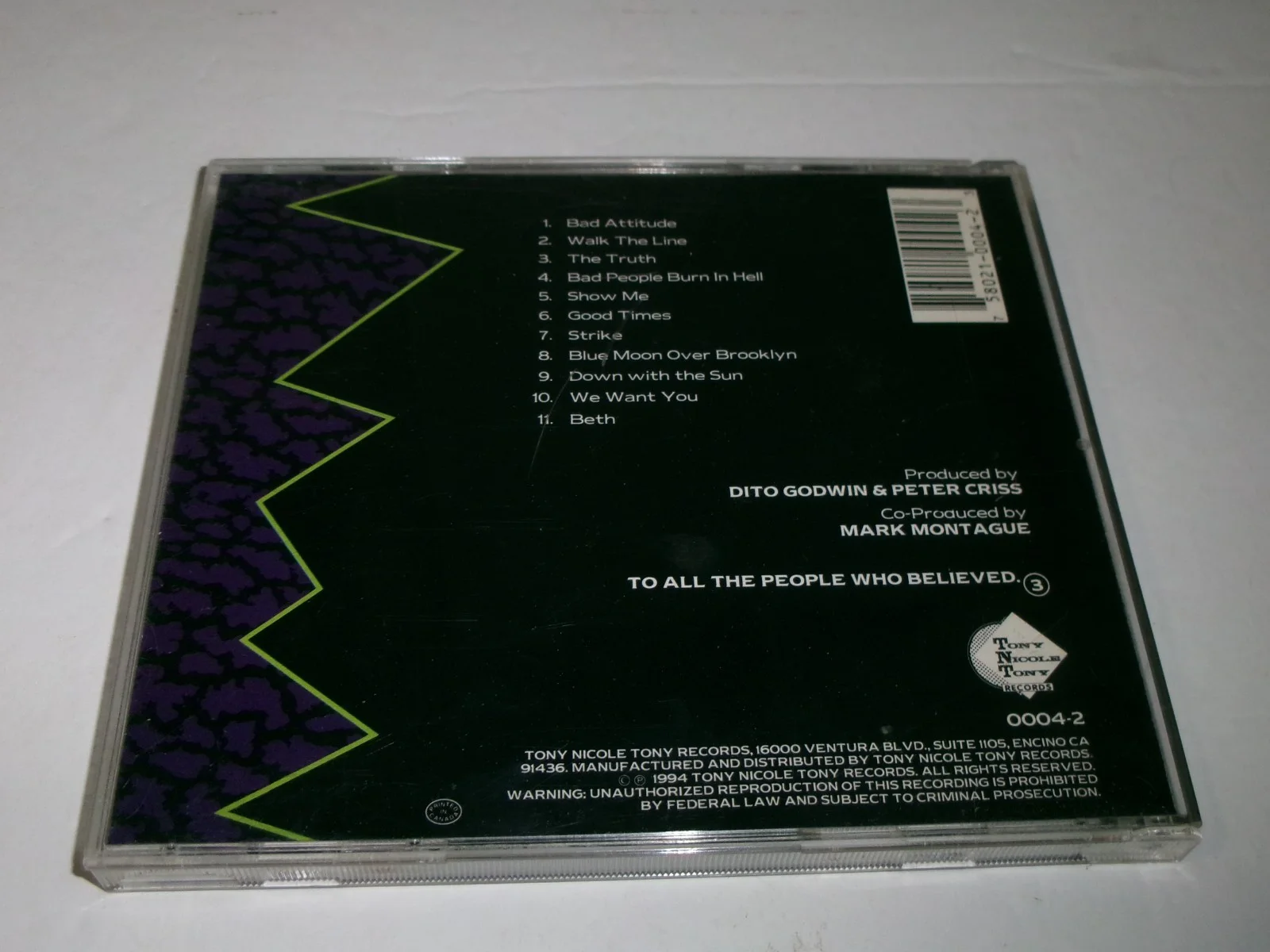 1993 Peter Criss Criss #1 CD SIGNED JSA CERT 11 Track Special Guest Ace Frehley, изображение 4