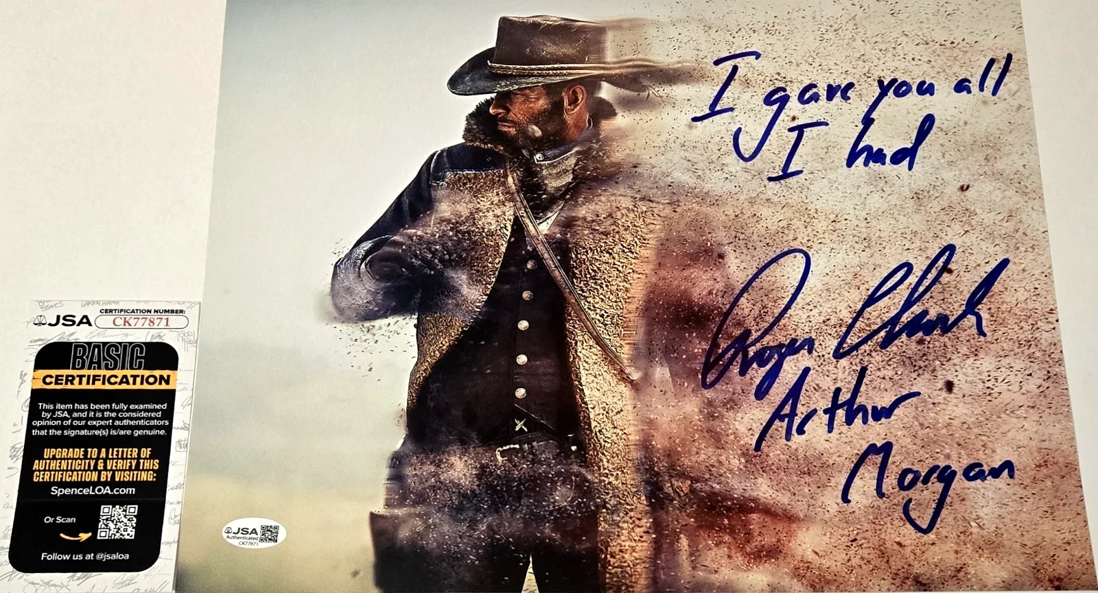 Roger Clark — Arthur Morgan Signed Photo Red Dead Redemption Roger Clark Autograph JSA COA 871, изображение 3