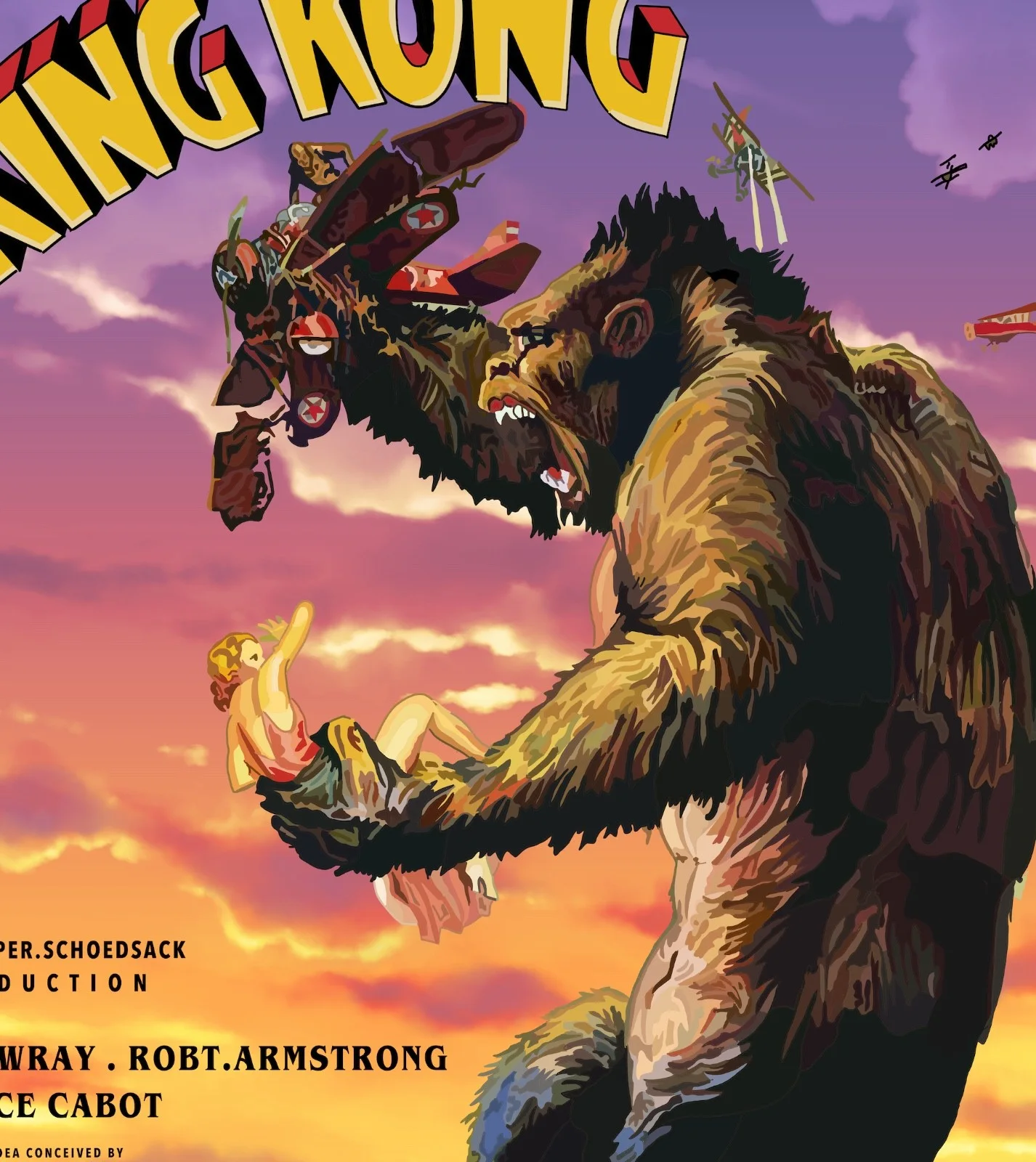 King Kong Film Poster | Hand Drawn Artwork | Retro Sci-Fi Poster, изображение 3