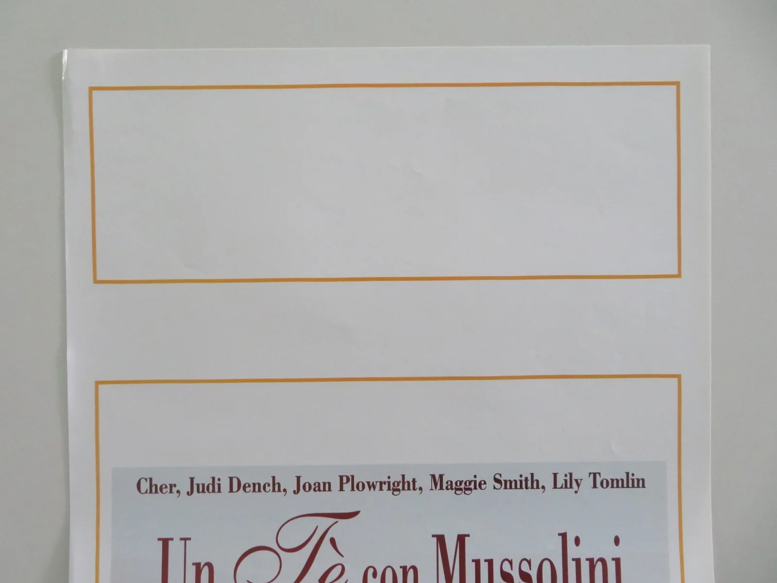 Tea With Mussolini Italian Locandina Poster Cher Judi Dench 1999, изображение 2