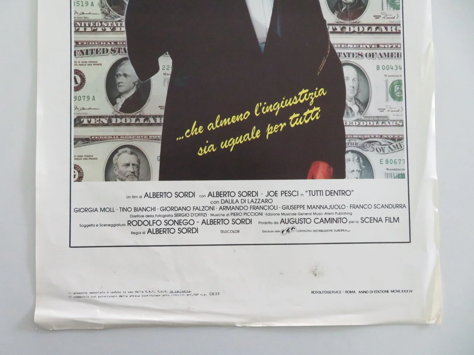 Tutti Dentro Italian Locandina Poster Alberto Sordi Joe Pesci 1984, изображение 4