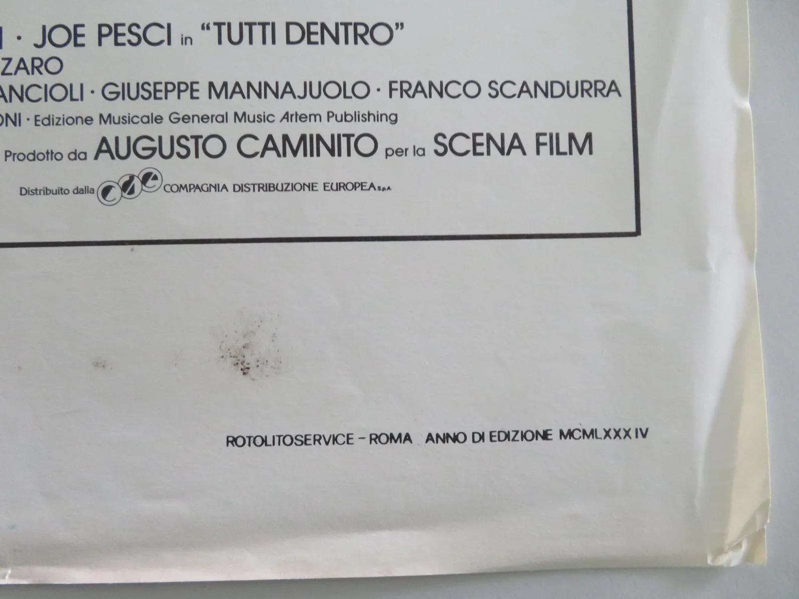 Tutti Dentro Italian Locandina Poster Alberto Sordi Joe Pesci 1984, изображение 5