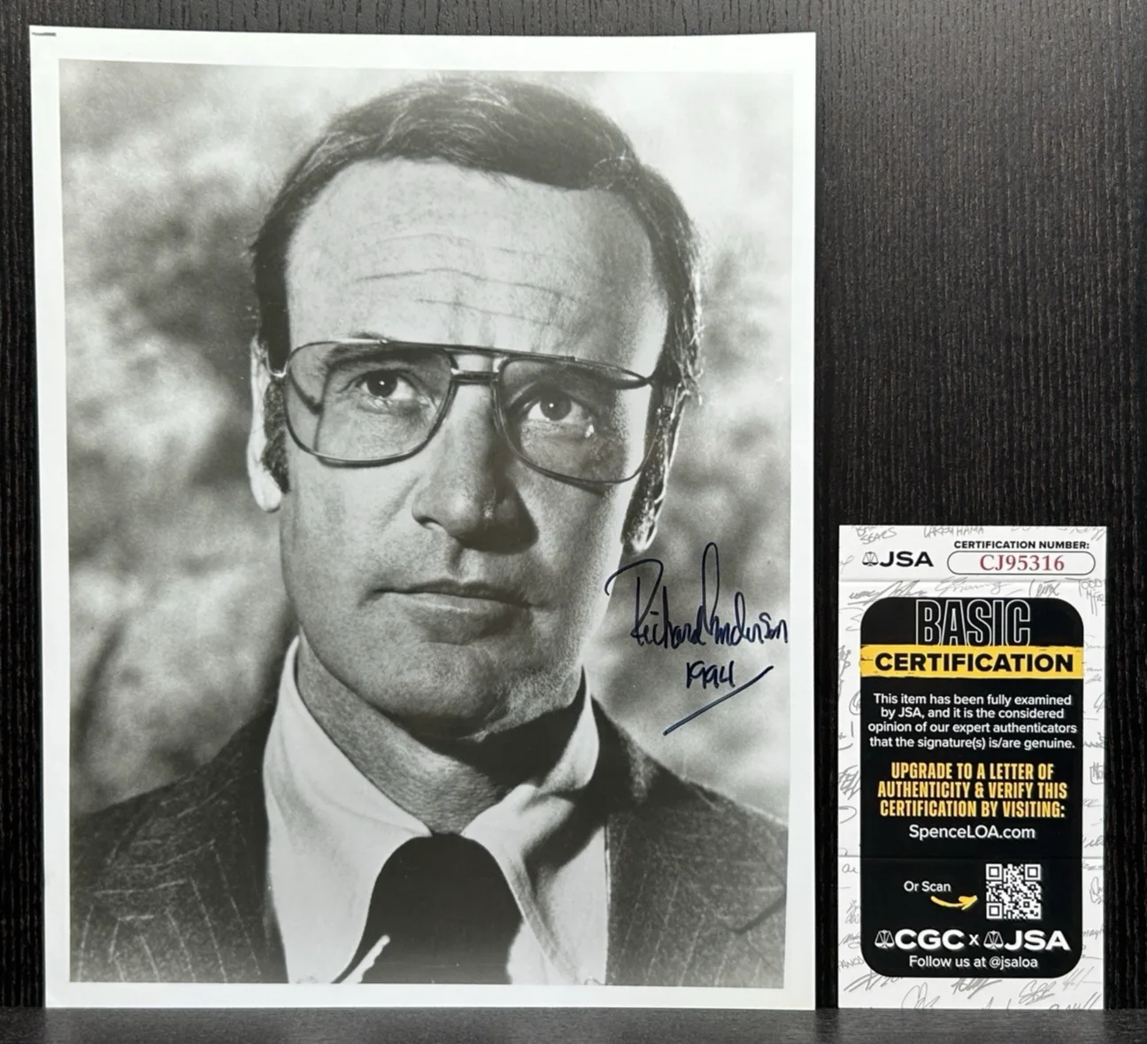 Richard Anderson — RICHARD ANDERSON HAND SIGNED PHOTO Original Autograph JSA Six Million Dollar Man, image 2