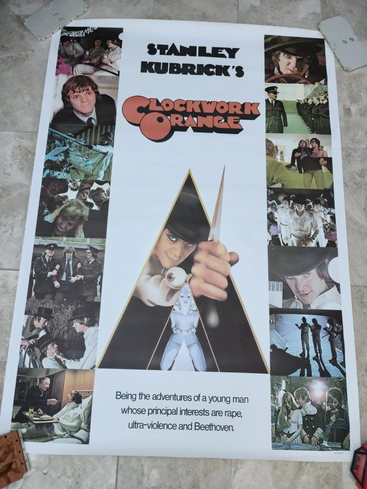 Stanley Kubrick’s Clockwork Orange Large Poster Gt Britain 1980s 40"x55" Vintage, image 2