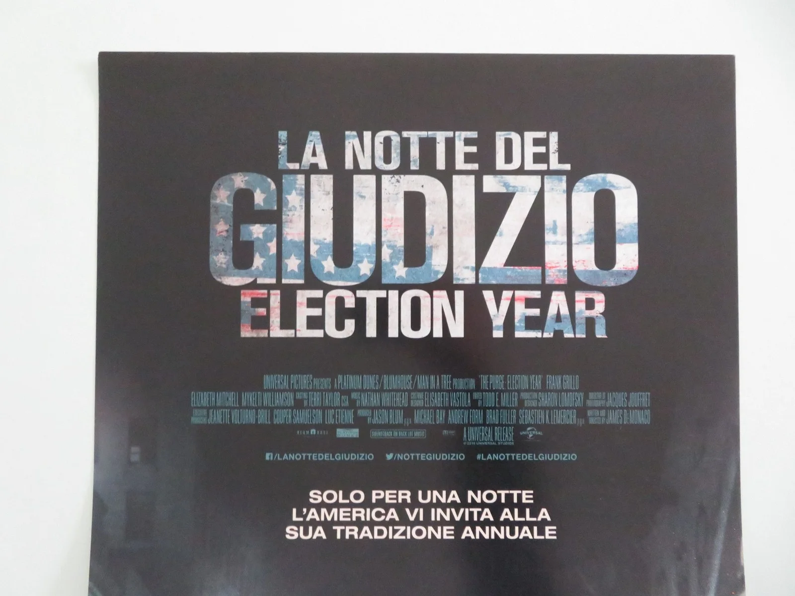 The Purge: Election Year Italian Locandina Poster Frank Grillo Mitchell 2016, изображение 2