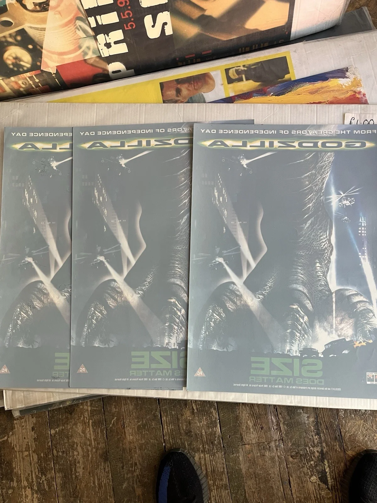 1998 Godzilla Marketing Promo transfer poster Window display POS X 3 (3 pieces), image 2