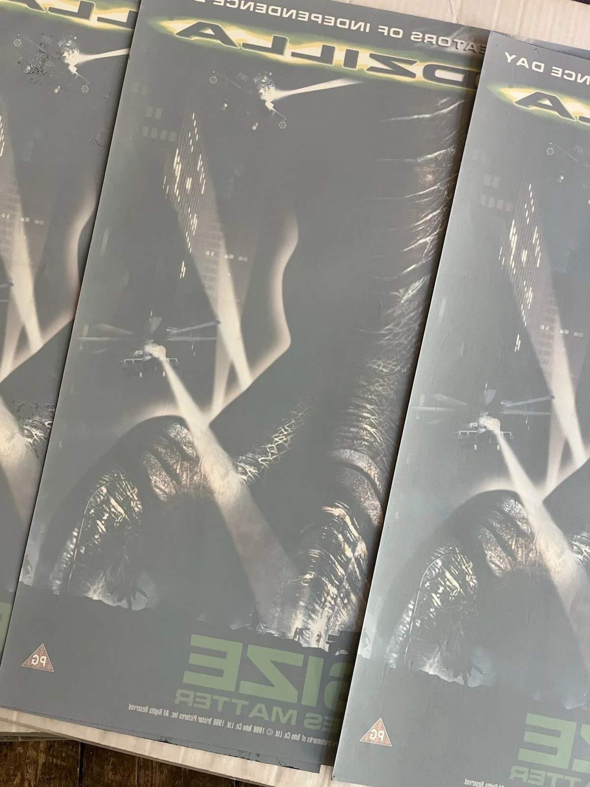 1998 Godzilla Marketing Promo transfer poster Window display POS X 3 (3 pieces), image 4
