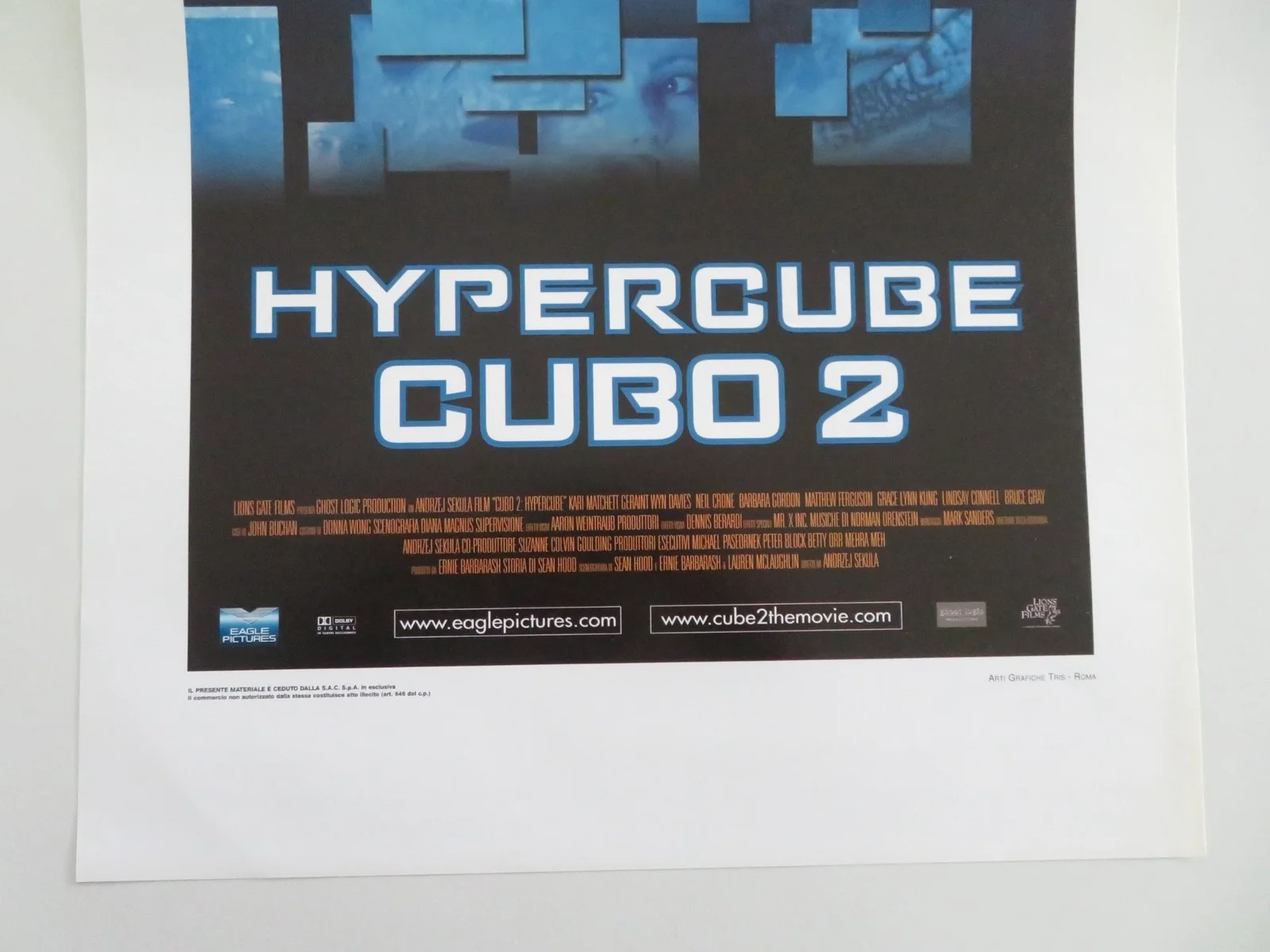 Cube 2: Hypercube Italian Locandina Poster Kari Matchett Geraint Wyn Davies 2002, изображение 4