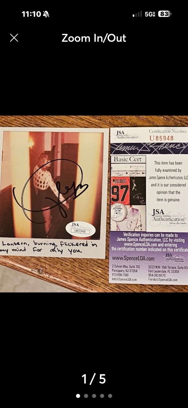Taylor Swift hand signed Polaroid 1989 RARE, image 4