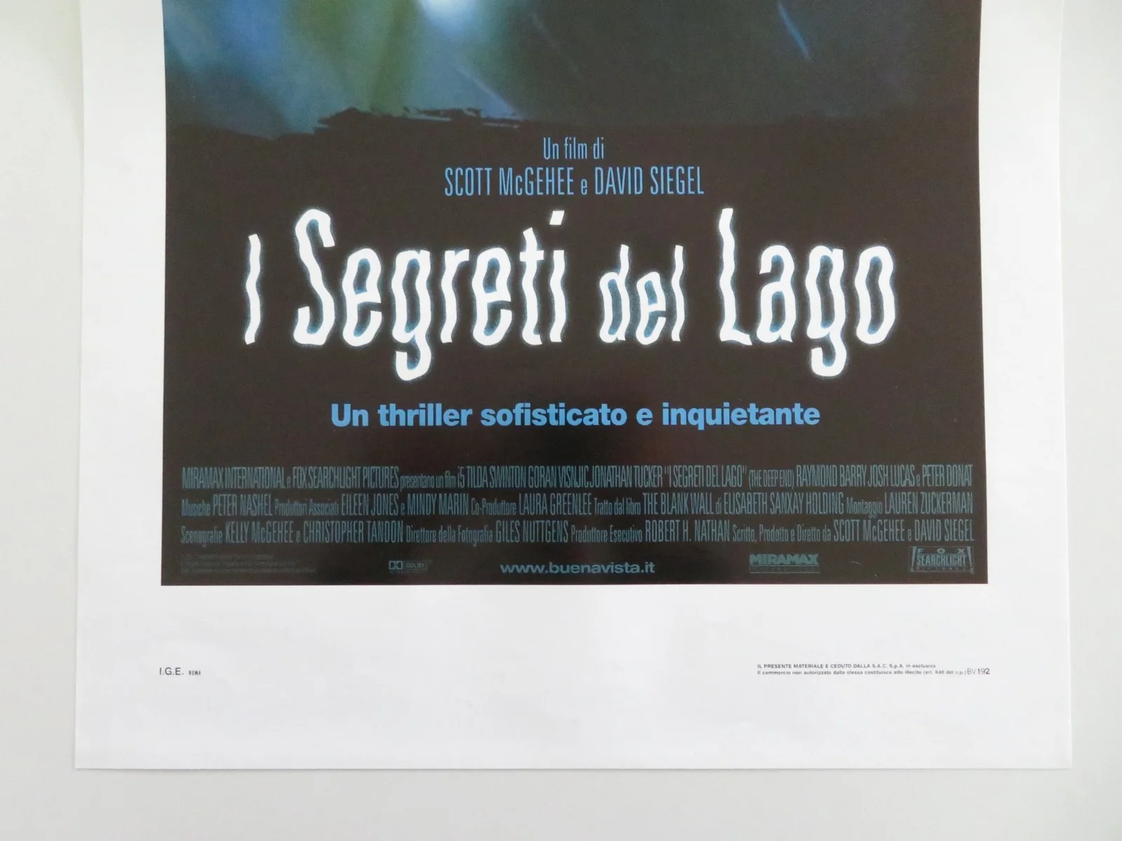 The Deep End Italian Locandina Poster Tilda Swinton Goran Visnjic 2001, изображение 4