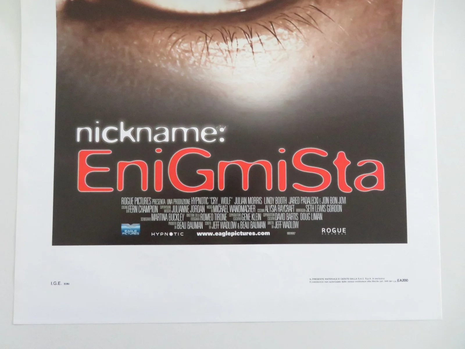 Cry Wolf Italian Locandina Poster Erica Yates Julian Morris 2005, изображение 4