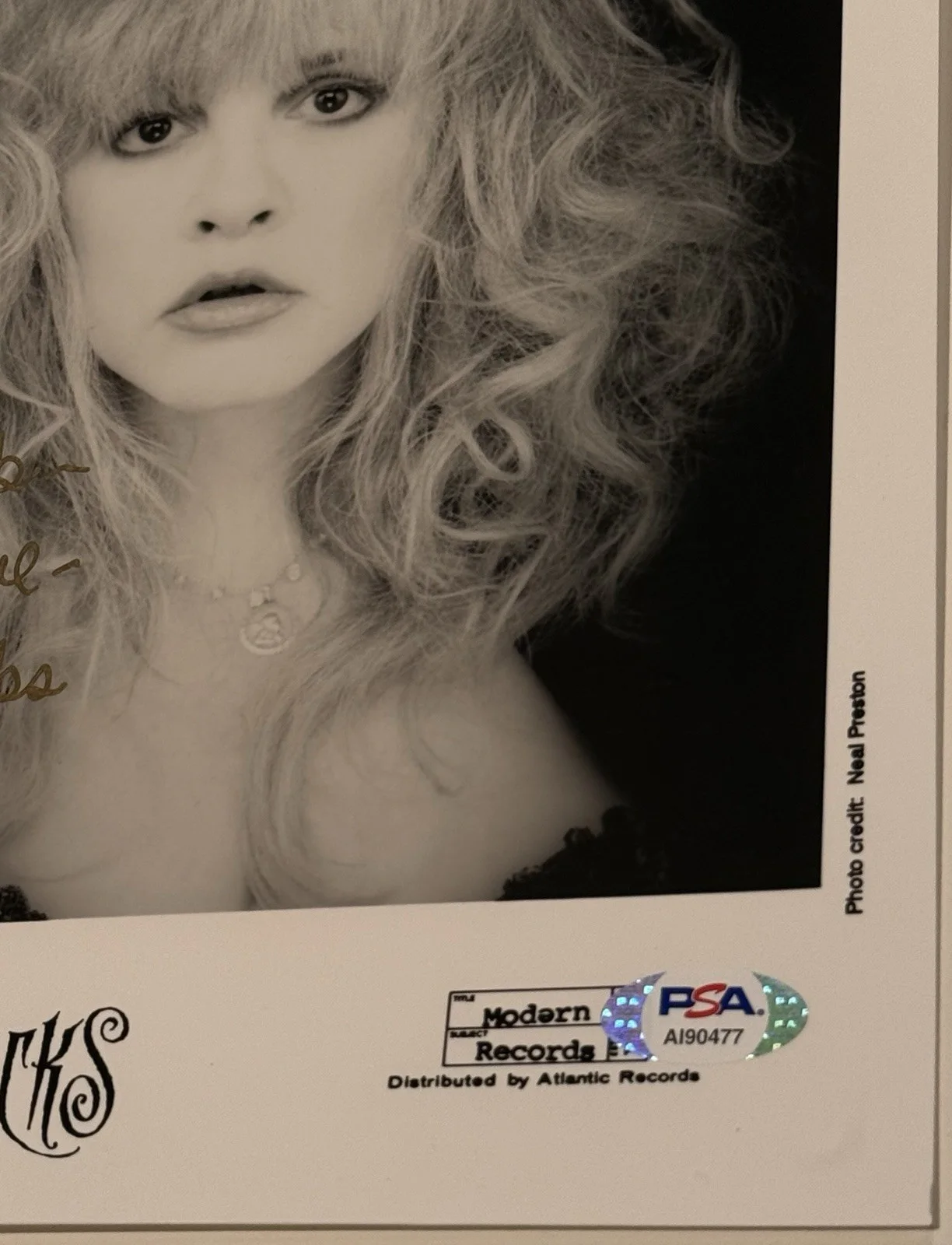 Stevie Nicks Signed 8x10 Promo Photograph Modern Records Atlantic PSA Authentic, изображение 2