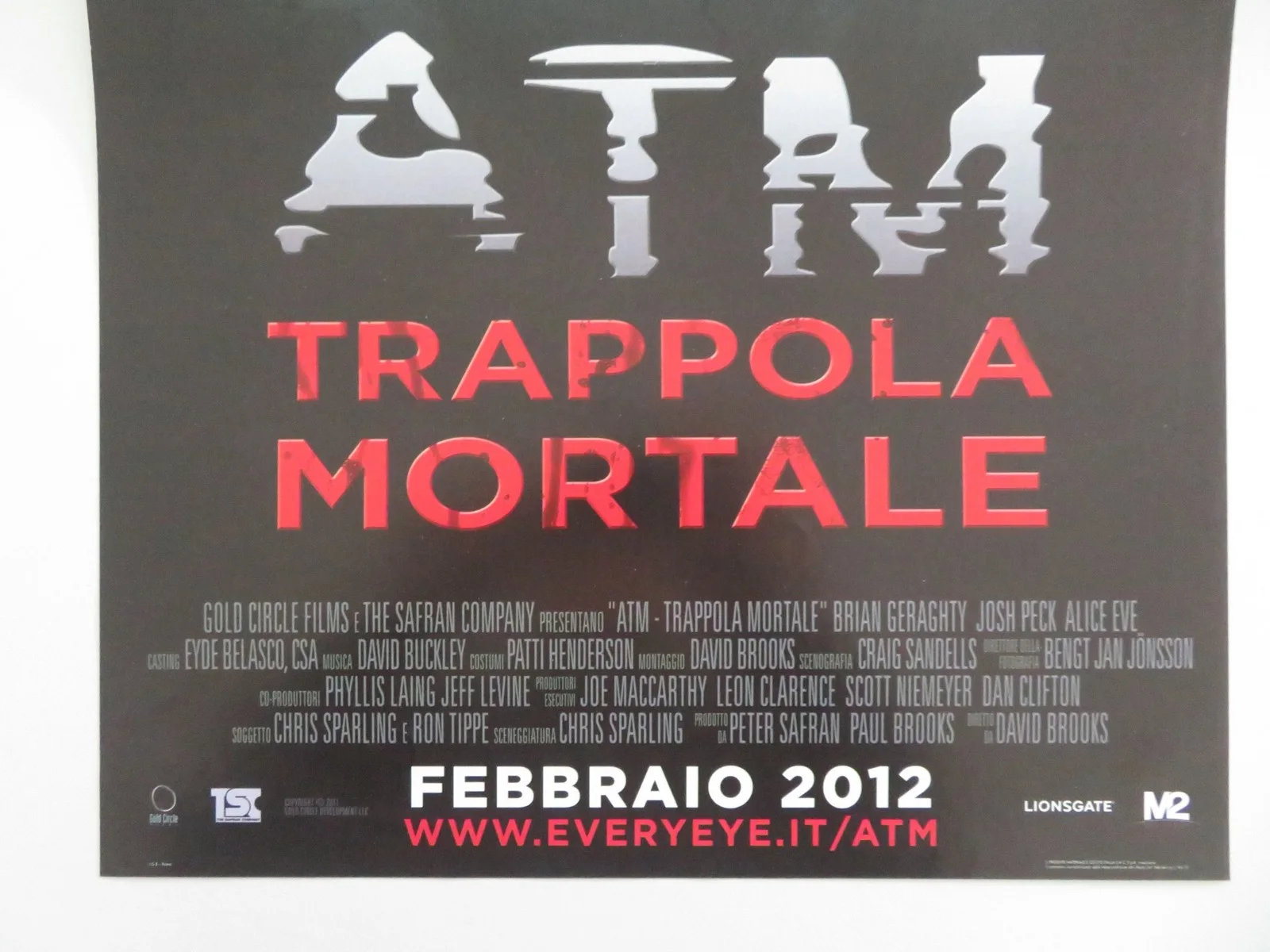 Atm - b Italian Locandina Poster Brian Geraghty Alice Eve 2012, image 4