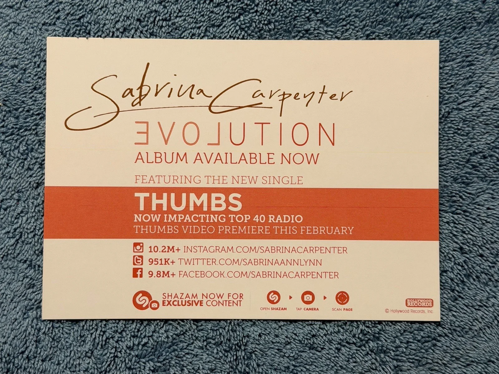 Sabrina Carpenter Evolution Signed Picture Vintage 5 X 7 Postcard Autographed, image 4