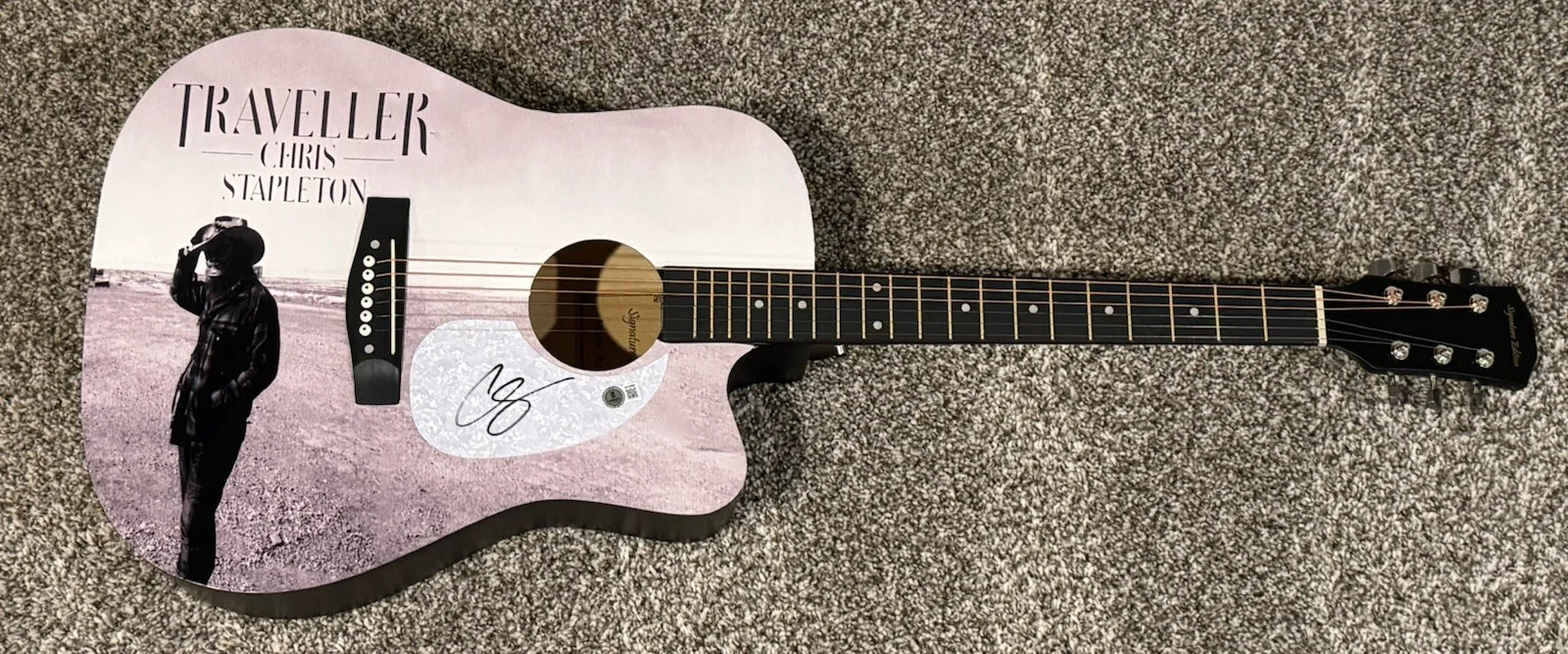 CHRIS STAPLETON SIGNED CUSTOM ACOUSTIC GUITAR COUNTRY MUSIC AUTOGRAPHED BAS COA, image 2