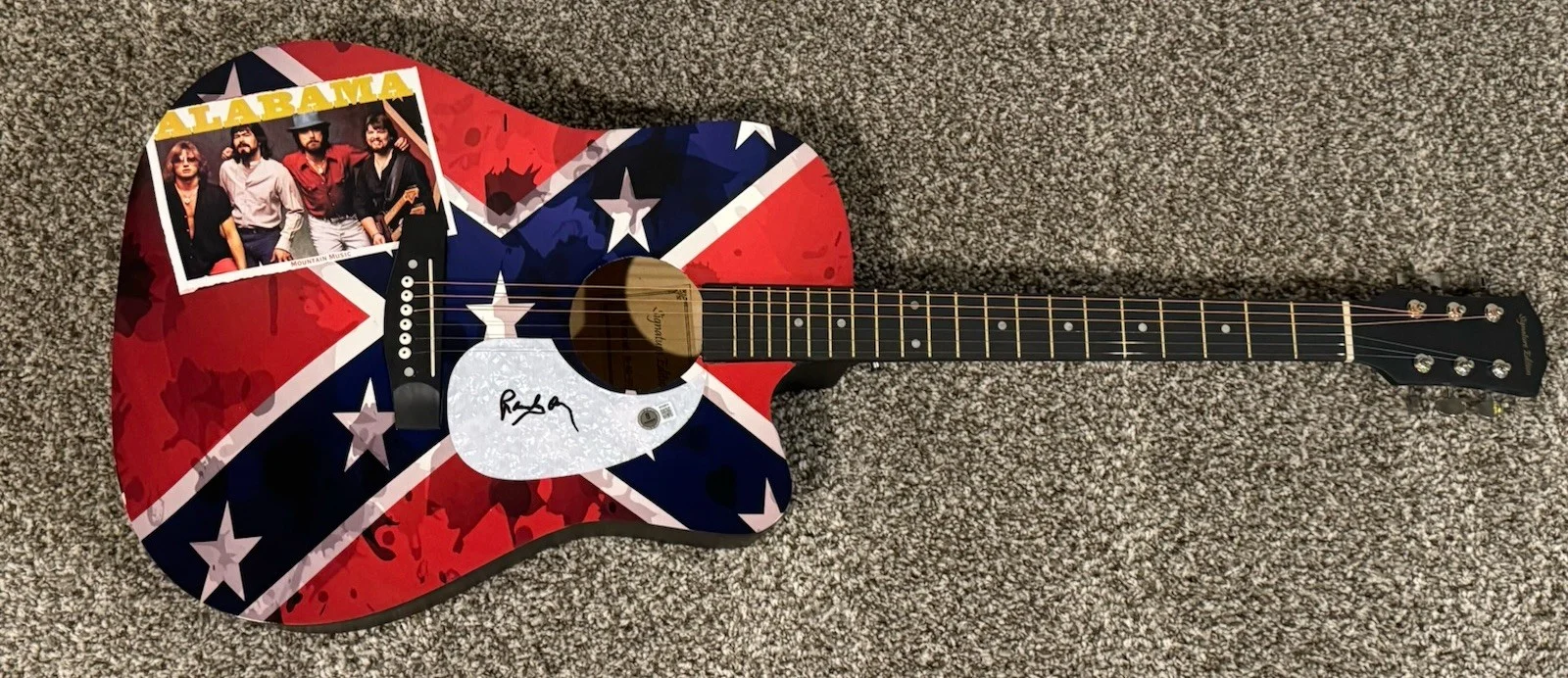 RANDY OWEN SIGNED CUSTOM GUITAR ALABAMA BAND LEAD SINGER AUTOGRAPHED BAS COA, изображение 2