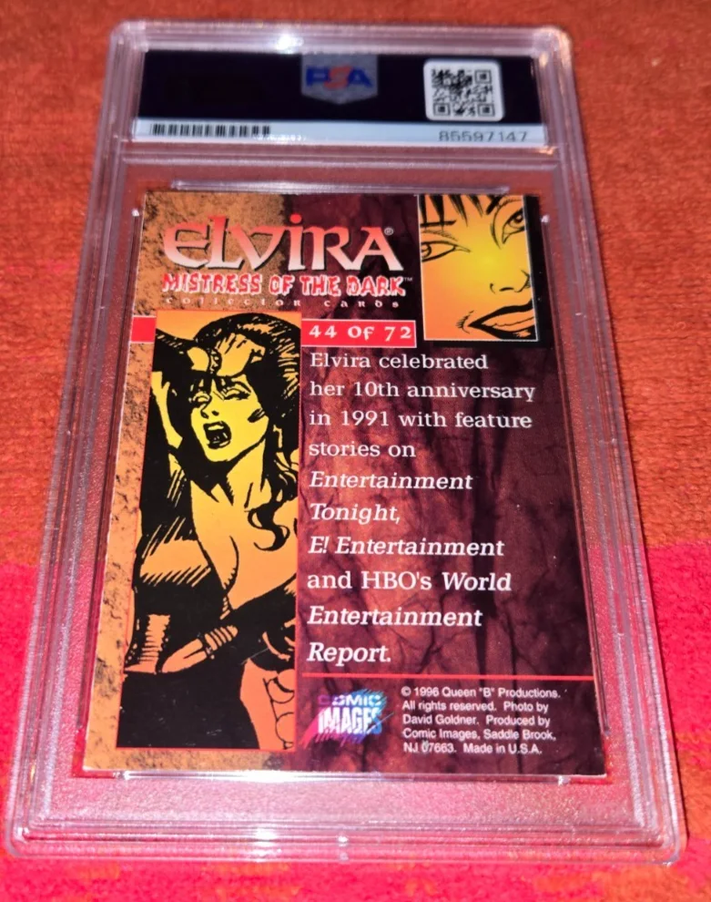 ELVIRA MISTRESS OF THE DARK — ELVIRA MISTRESS OF THE DARK AUTOGRAPHED CARD PSA / DNA AUTO GRADED PSA 10 GEM MT, изображение 3