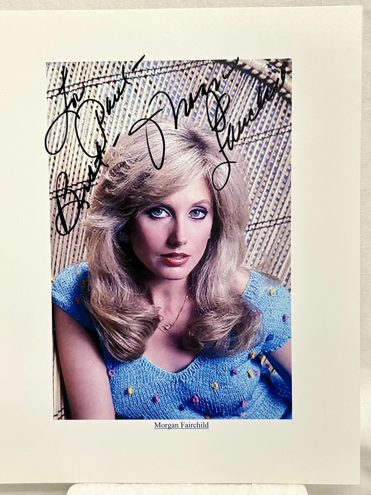 Morgan Fairchild — Morgan Fairchild American Actress 8 x 10 Colored Photograph Signed Personalized