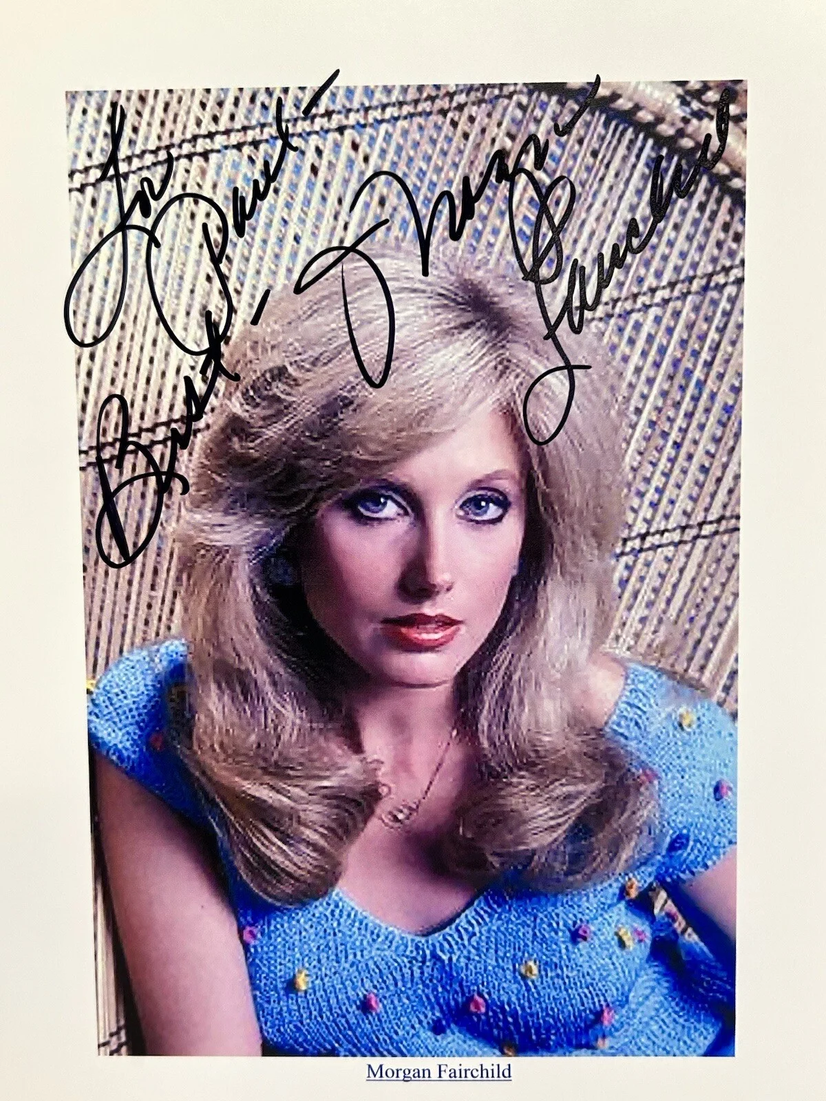 Morgan Fairchild — Morgan Fairchild American Actress 8 x 10 Colored Photograph Signed Personalized, изображение 2