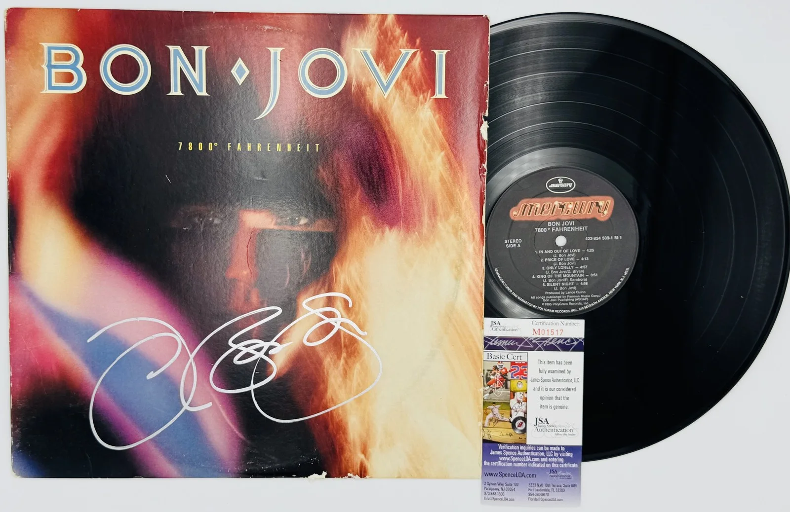 Jon Bon Jovi — Jon Bon Jovi signed 7800° Fahrenheit vinyl record album autograph JSA 517