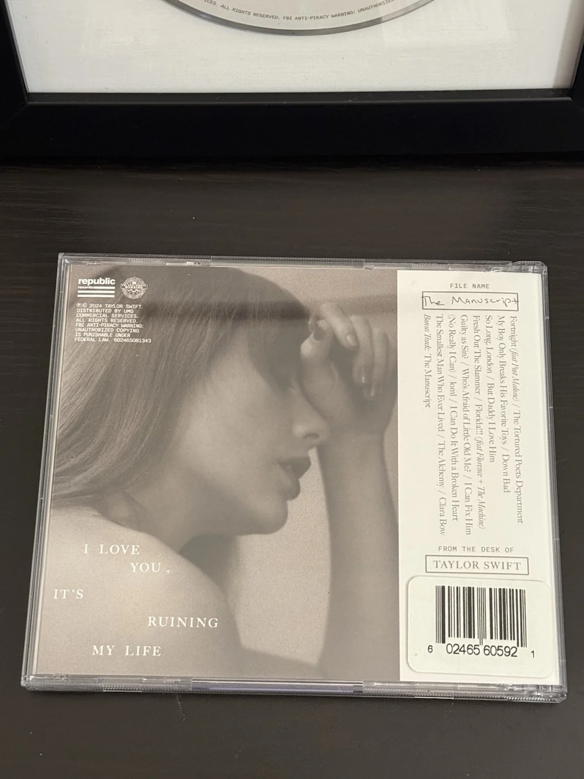 Taylor Swift Tortured Poets Department TTPD Framed CD Autographed Signed Insert, image 5