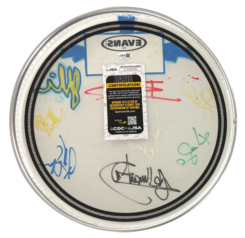 Ryan Berty, Ken Brownell, Hellman Escorcia, Jacob Hemphill, Bobby — SOJA Full Band Complete x8 Signed Autograph 14" Drum Head Skin Drumhead JSA COA, изображение 2