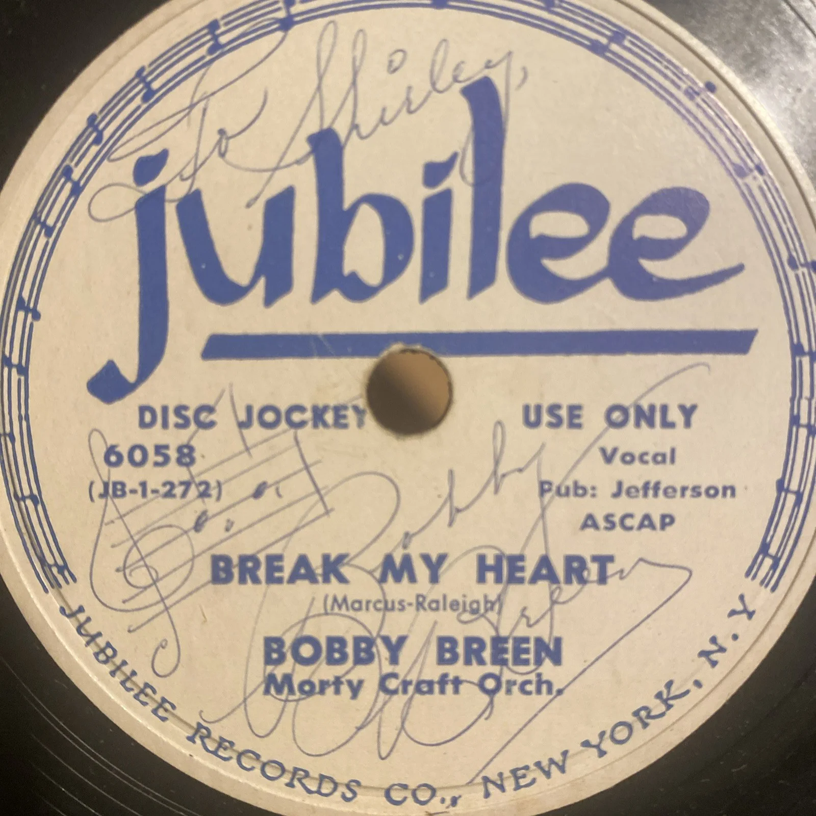 Signed 78 Record Bobby Breen Only Known Copy, image 5